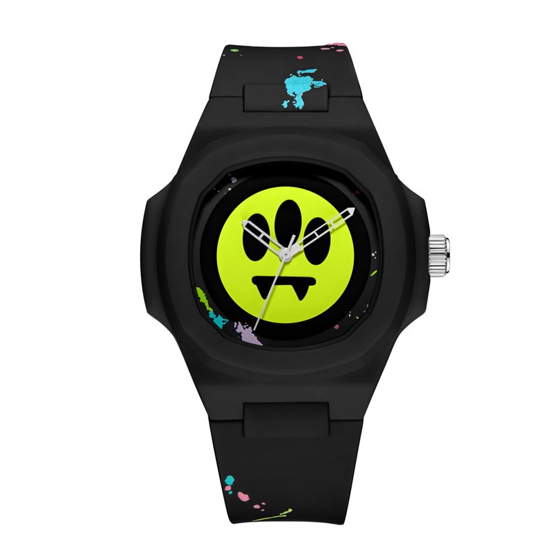 BWW00002 Black Yellow Dial Silicone Strap Unisex Watch, 48mm